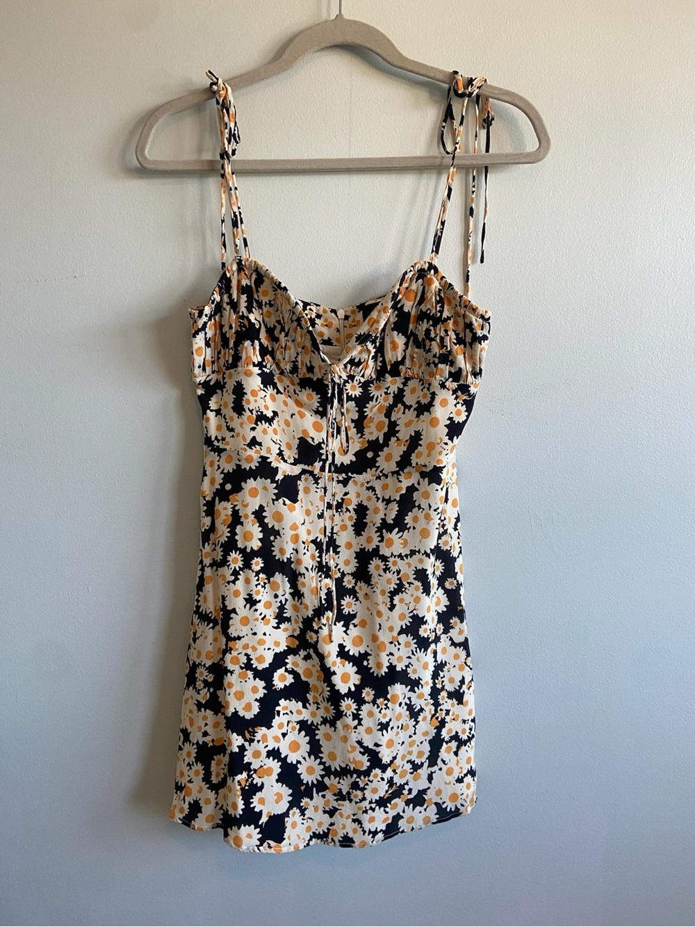 Realisation Par Black Daisy Tie-Strap Mini Dress